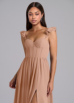 Azazie Denisse Jurken voor bruidsmeisjes Jurk van Chiffon met A-Lijn Ruches Champagne Roos image6