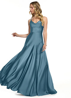 Azazie Kayla Robes de demoiselle d'honneur Robe Fourreau en Satin extensible Fente Latérale Bermude image3