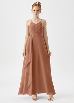 Azazie Mariela Junior A-Linie Plissee Chiffon Kleid Bronzer image3