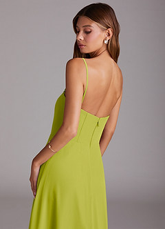 Azazie Wren Vestidos de damas de honor Vestido de Hierba De Limón de Gasa de Corte en A Convertible con Corte Lateral image8