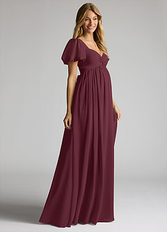 Azazie Madisynn Maternity Bridesmaid Dresses Bow Chiffon Floor-Length Dress image3