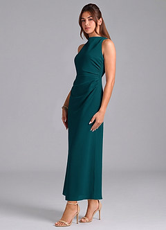Azazie Evadne Bridesmaid Dresses Pine Sheath Pleated Chiffon Dress image4
