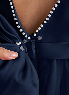 Azazie Cookie Flower Girl Dresses Dark Navy A-Line Bow Tulle Dress image5