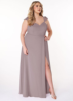 Azazie Everett Abiti da Damigella Abito A-Line in Chiffon Increspato con Scollo a V Dusk image9
