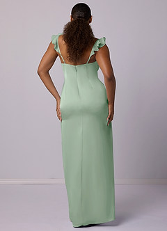 Barbie ♥ Azazie Bridesmaid Dresses Agave Sheath Stretch Satin Dress image7