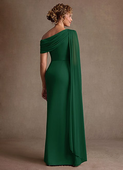 Azazie Bassi Klänningar till brudens mor Klä Sjöjungfru i Maska Av axeln Mörkgrön image2