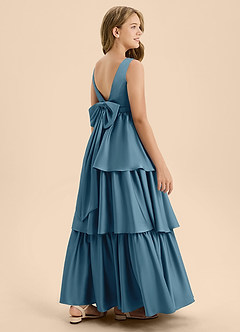 Azazie Meadowyn Junior Abito A-Line in Raso Elasticizzato Fiocco Bermuda image6