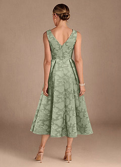 Azazie Fulton Mother of the Bride Dresses Agave A-Line Pleated Floral Burnout Dress image3