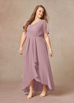 Azazie Eliza Mother of the Bride Dresses Dusty Rose A-Line V-Neck Pleated Chiffon Dress image8