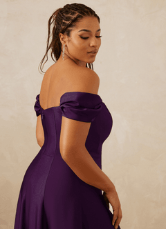 Christian Siriano Bridal for Azazie 1002 Bridesmaid Dresses Grape A-Line Off the Shoulder Stretch Satin Convertible Dress image10
