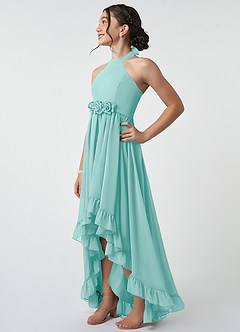 Azazie Hermione Junior Aqua A-Line Chiffon Dress image6