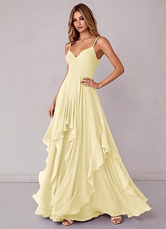 Azazie Zaina Brautjungfernkleider A-Linie Chiffon Kleid Zitronensorbet image5