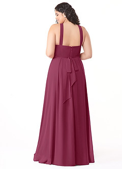 Azazie Dixie Bridesmaid Dresses Mulberry A-Line Halter Pleated Chiffon Dress image10