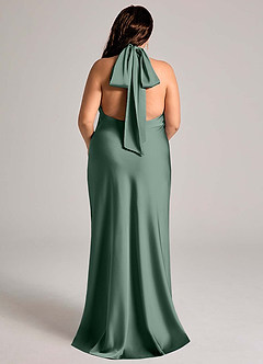 Azazie Velli Bridesmaid Dresses Eucalyptus Mermaid High Neck Stretch Satin Dress image7