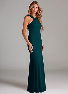 Azazie Doretta Bridesmaid Dresses Pine Mermaid Pleated Chiffon Dress image4