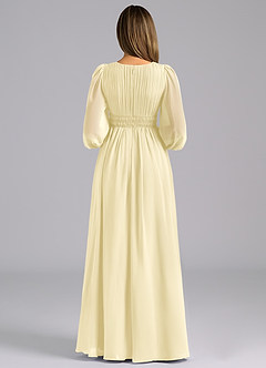 Azazie Palerma Robes de demoiselle d'honneur Robe Trapèze en Mousseline de soie Manche longue Sorbet Citron image2