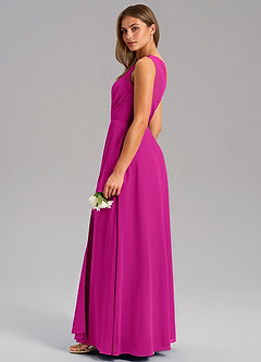Azazie Phaedra Bridesmaid Dresses Fuchsia A-Line One Shoulder Chiffon Dress image14