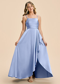 Azazie Naveah Junior Ice A-Line Ruched Stretch Satin Dress image7