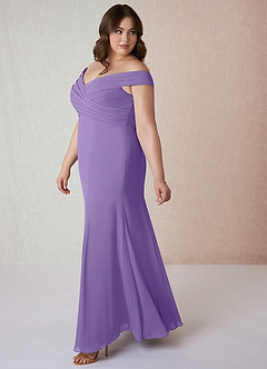 Azazie Lecia Bridesmaid Dresses Tahiti Empire Off-The-Shoulder Pleated Chiffon Convertible Dress image10