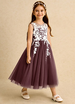 Azazie Sundae Flower Girl Dresses Sangria Ball-Gown Lace Dress image4