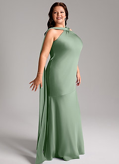 Azazie Kinsley Bridesmaid Dresses Matcha Mermaid Side Slit Stretch Satin Dress image12