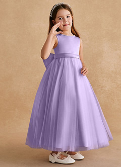 Azazie Cookie Flower Girl Dresses Lilac A-Line Bow Tulle Dress image2