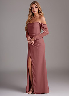 Azazie Hallie Bridesmaid Dresses Amethyst Mermaid Long Sleeve Chiffon Dress image3