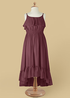 Azazie Karmen Flower Girl Dresses Sangria A-Line Ruched Chiffon Dress image9
