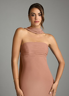 Azazie Saylor Brudtärnklänningar Klä av Sjöjungfru i Chiffong Axelbandslös Champagne Ros image6