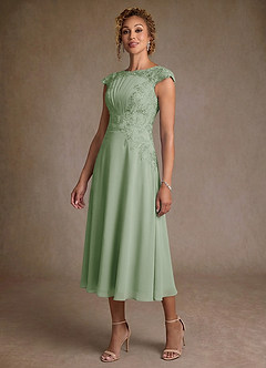Azazie Crista Klänningar till brudens mor Klä A-Line i Chiffong Spets Dusty Sage image4