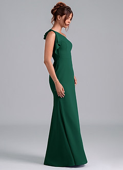 Azazie Rinna Jurken voor bruidsmeisjes Jurk van Chiffon met Zeemeermin One-Shoulder Smaragd image5