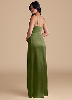 Azazie Maci Final Sale Auburn Sheath Pleated Metallic Satin Dress image4