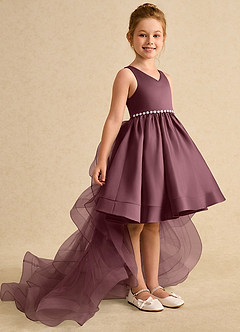 Azazie Julietta Flower Girl Dresses Sangria Ball-Gown Convertible Tulle Dress image3