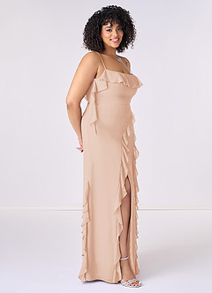 Barbie ♥ Azazie Bridesmaid Dresses English Rose Sheath Bow Chiffon Dress image9