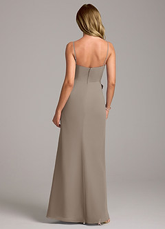 Azazie Tahlia Bridesmaid Dresses Taupe A-Line with Belt Chiffon Dress image7