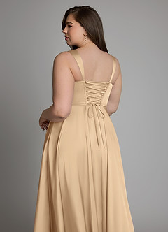 Azazie Azaria Brautjungfernkleider A-Linie Korsett Stretch-Satin Kleid Champagner image13