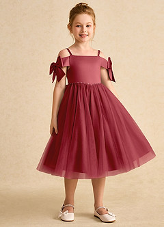 Azazie Amie vestidos de niña de las flores Vestido de Granada de Satin Mate de Corte En A con Vestidos sin tirantes image5