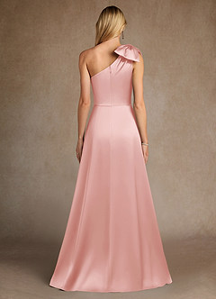 Azazie Easton Mother of the Bride Dresses Powder Pink A-Line One Shoulder Stretch Satin Dress image3