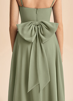 Azazie Bear Junior Pistachio A-Line Pleated Chiffon Dress image7