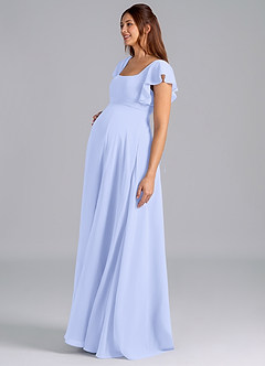Azazie Bondi Zwangerschaps Bruidsmeisjekleding A-Lijn Ruches Chiffon Vloerlengte Jurk image4