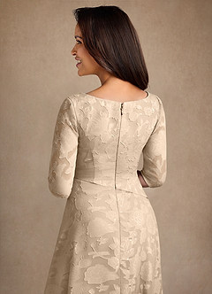 Azazie Durant Mother of the Bride Dresses Champagne A-Line Pleated Floral Burnout Dress image5