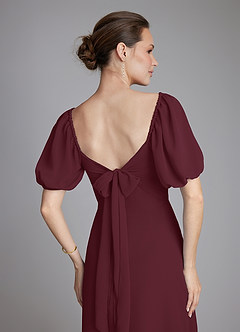 Azazie Fatima Bridesmaid Dresses Cabernet A-Line with Pockets Chiffon Dress image2