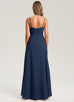 Azazie Terese Robes de demoiselle d'honneur Robe Trapèze en Mousseline de soie Plissée Bleu Marine Foncé image2