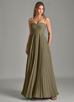 Azazie Chiana Abiti da Damigella Abito A-Line in Chiffon Senza Cinturino Willow Green image3