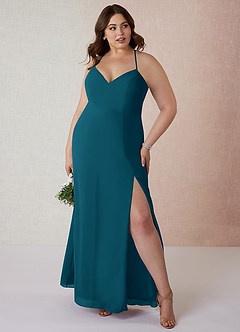 Azazie Manila Bridesmaid Dresses Ink Blue Sheath V-Neck Chiffon Dress image7
