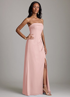 Azazie Aretha Final Sale Dusty Blue A-Line Strapless Chiffon Dress image5