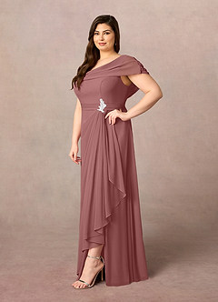 Azazie Mary Mother of the Bride Dresses Desert Rose A-Line Side Slit Chiffon Dress image7