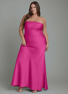 Azazie Saylor Brudtärnklänningar Klänning av Sjöjungfru i Stretch Satin Axelbandslös Fuchsia image11