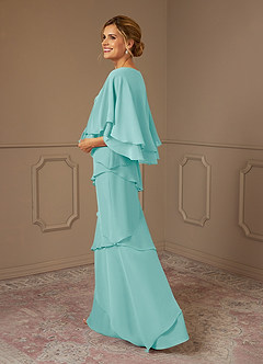 Azazie OHara Mère de la mariée Robes Robe Trapèze en Mousseline de soie Col V Aqua image2