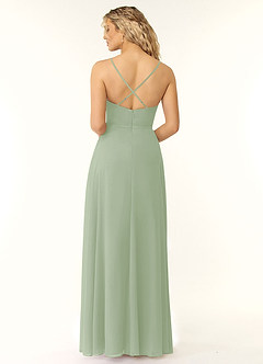 Azazie Naeem Bridesmaid Dresses Dusty Sage A-Line V-Neck Ruffle Chiffon Dress image2